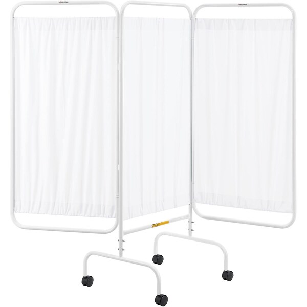 Global Industrial Mobile 3-Panel Privacy Screen, Vinyl Panels, 79.5W x 68H, White 732141 - main